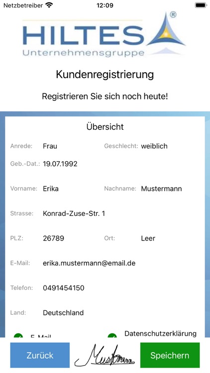 HILTES Kundenregistrierung