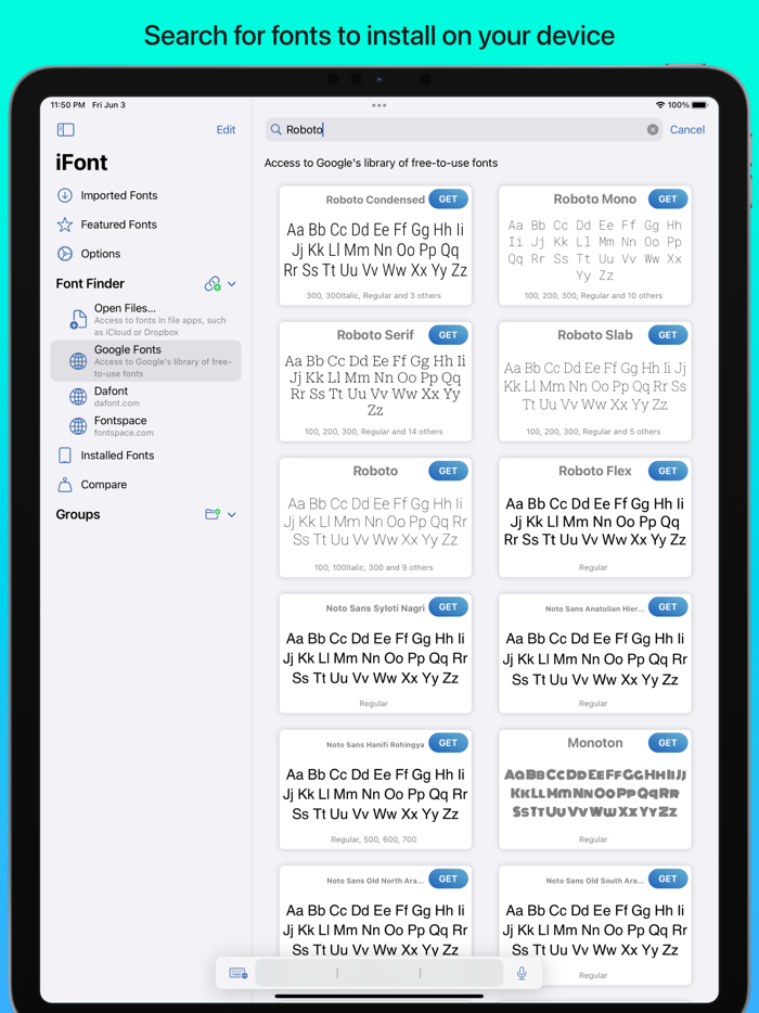 iFont find install any font