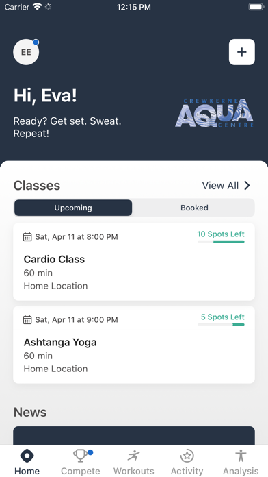 CAC Fitness App Screenshot