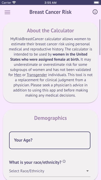 My Risk Breast Cancer Screenshot