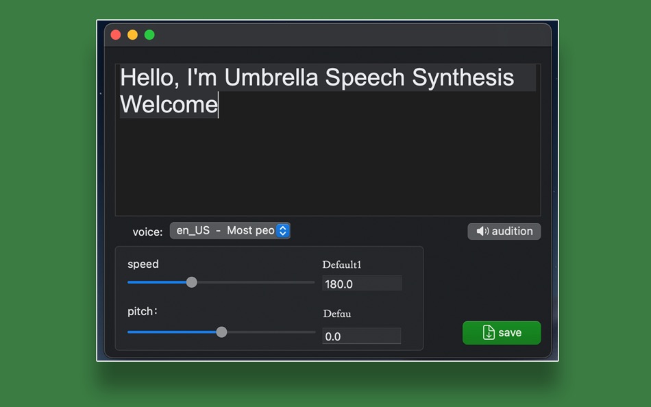 #1. Umbrella speech synthesis (macOS) 由: 溪明 林