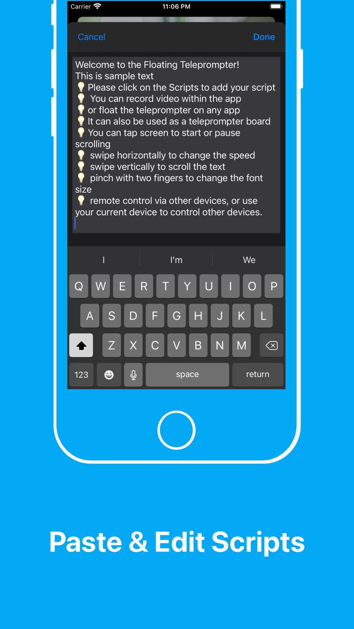 Teleprompter Floating Notes