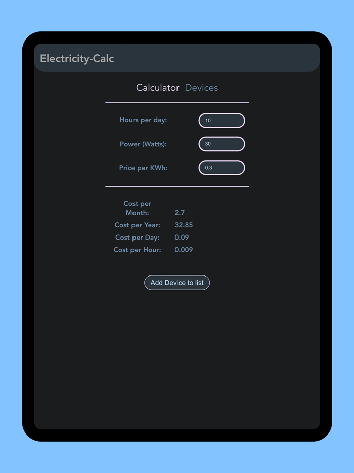 Pro ElectricityCost Calculator