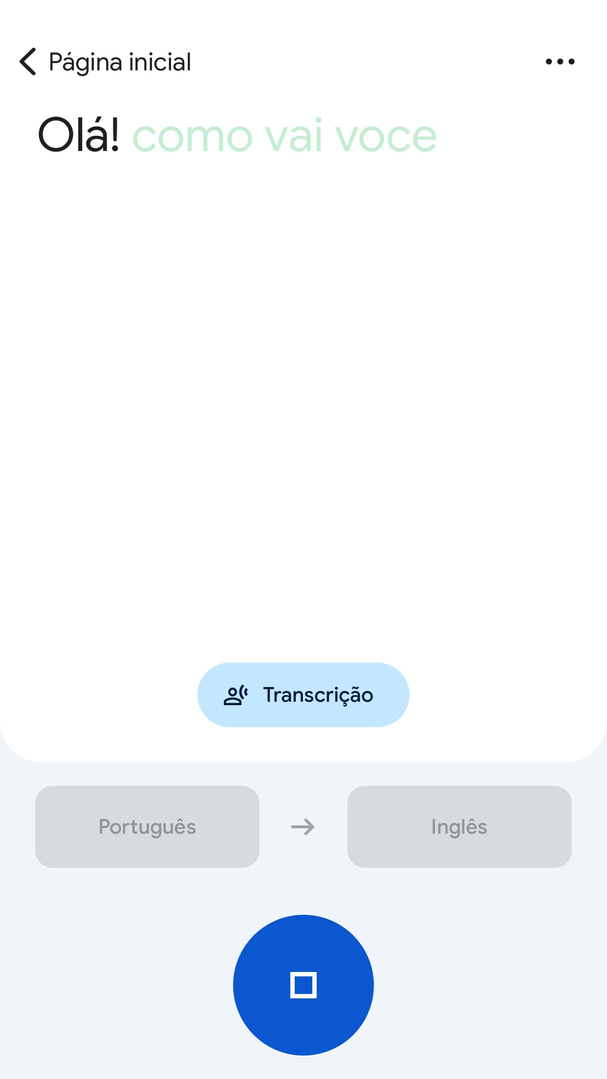 Screenshot do app Google Tradutor