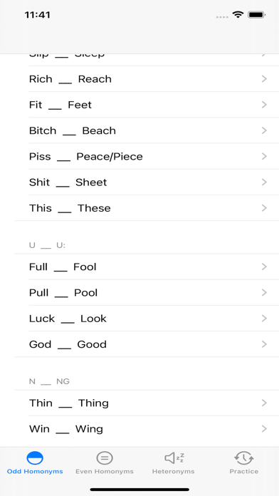 English Pairs Words Pronounce Screenshot