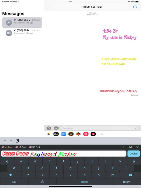 Neon Font: Keyboard Maker iPad screenshot 1 - Productivity app