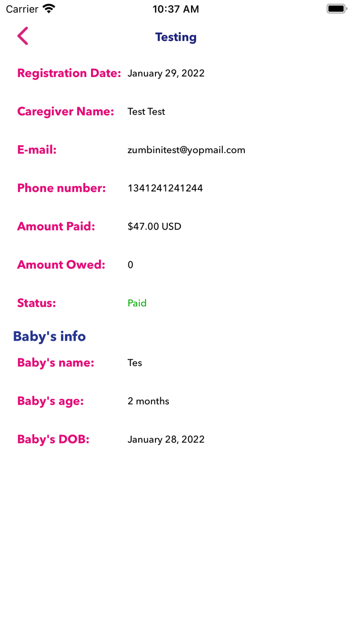 Zumbini Class Manager