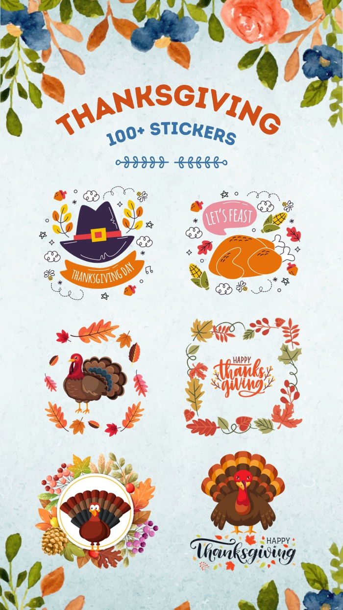 100 Thanksgiving Day Stickers