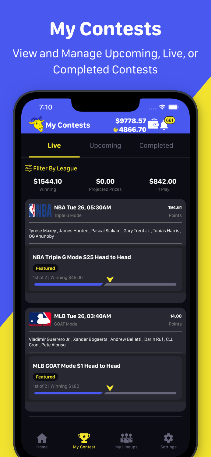 Goat Draft Fantasy Sports