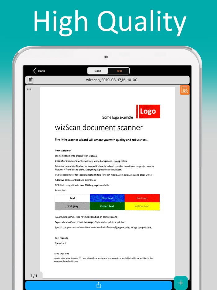 wizScan PDF document scanner