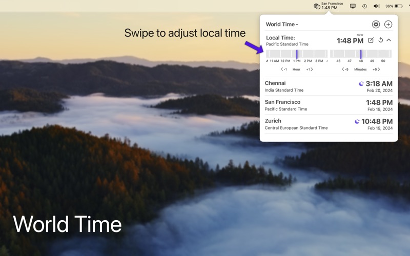 How to cancel & delete world time for menu bar 1