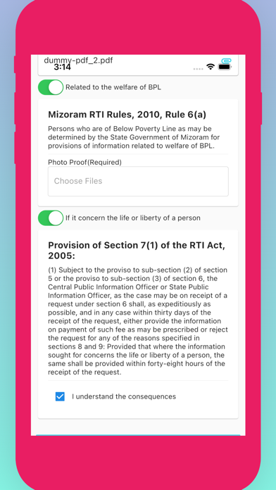 RTI Online Mizoram Screenshot