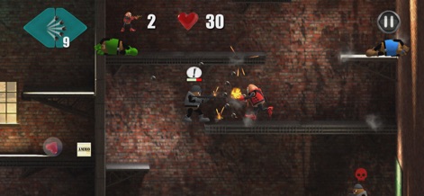 Killer Bean Unleashed - Delve into the app's intense close-quarters combat within an urban battleground, featuring destructible platforms and strategic ammo pickups.