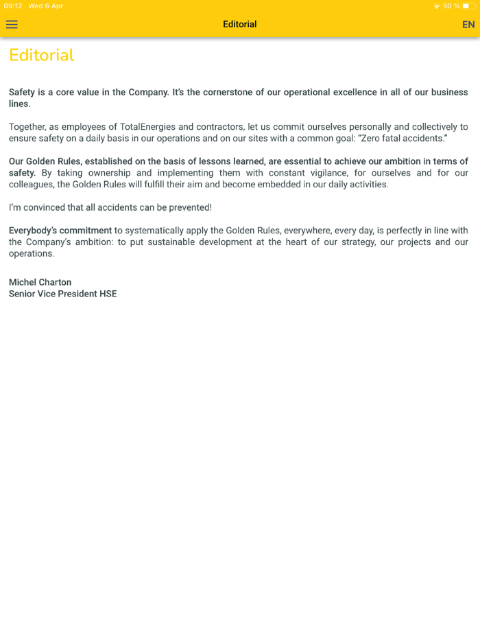 TotalEnergies Golden Rules