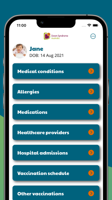 Down Syndrome Health Record Screenshot