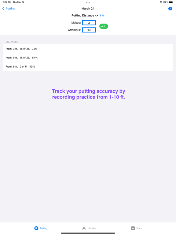 Screenshot #2 for Putting Performance