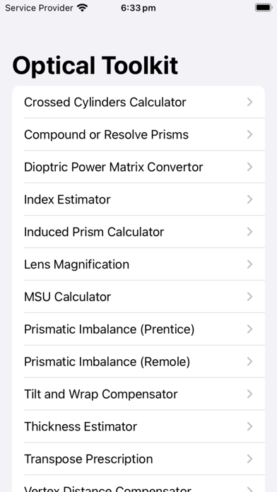 Screenshot 1 of Optical Toolkit App