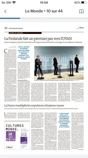 Capture d'écran de Journal Le Monde sur iPhone 2