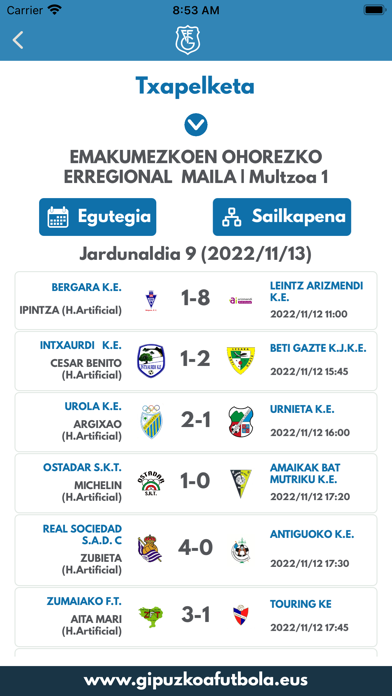 Gipuzkoako Futbol Federazioa Screenshot