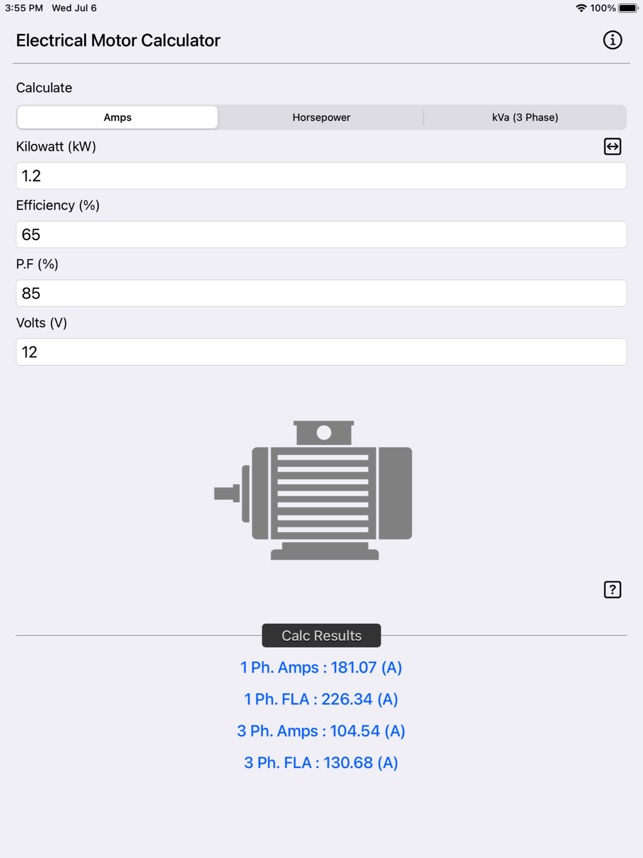 Electrical Motor Calculator on the App Store