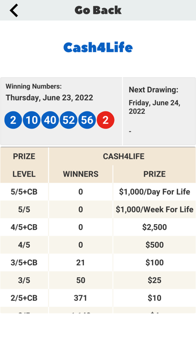 GA Lotto Results Screenshot