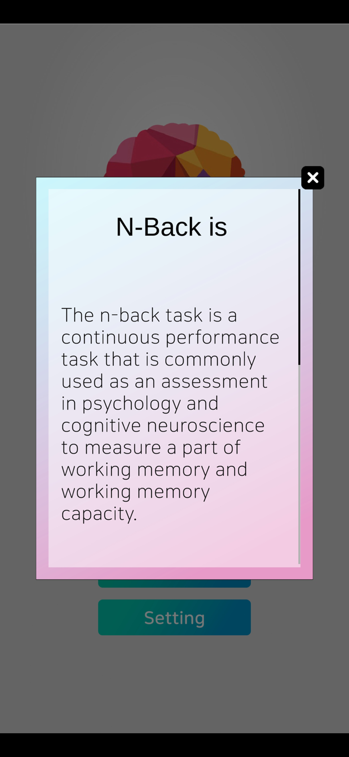 Brain training N-Back
