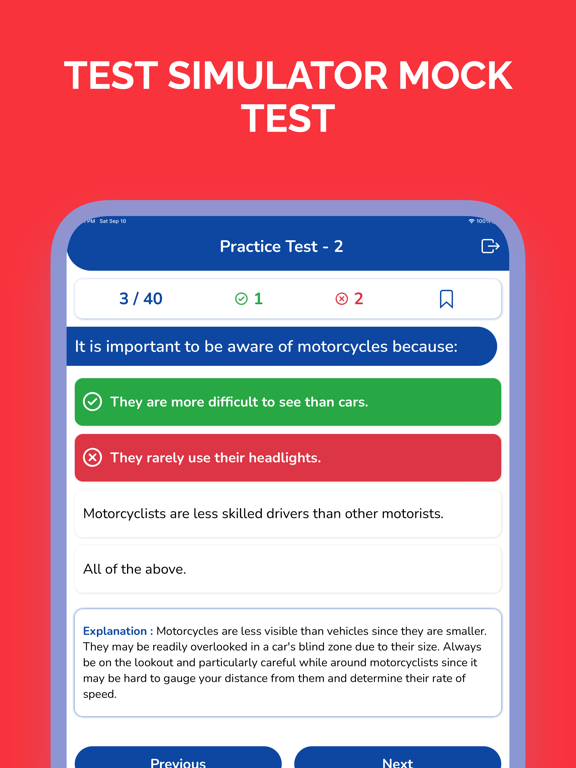 NH DMV Permit Test Practice iPad screenshot 2 - Education app