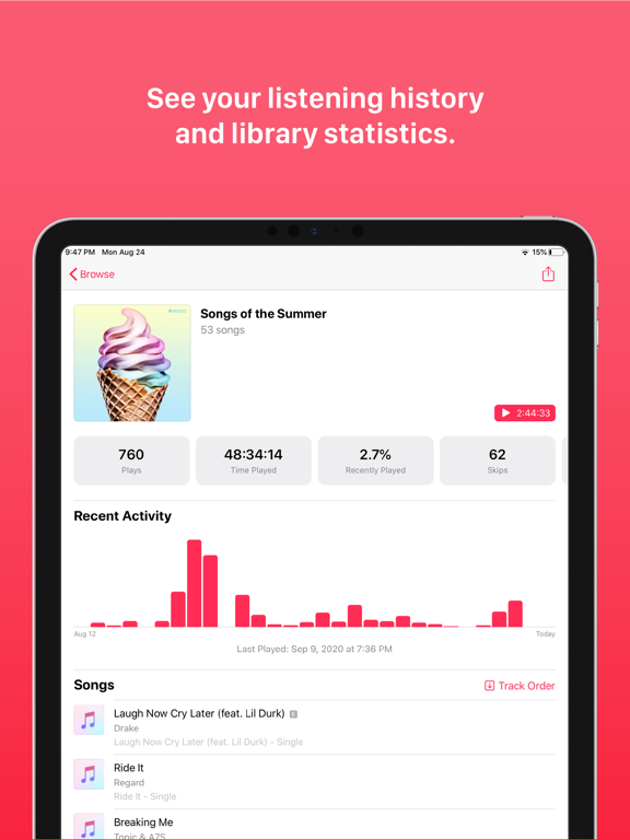 Screenshot #5 pour PlayTally: Apple Music Stats