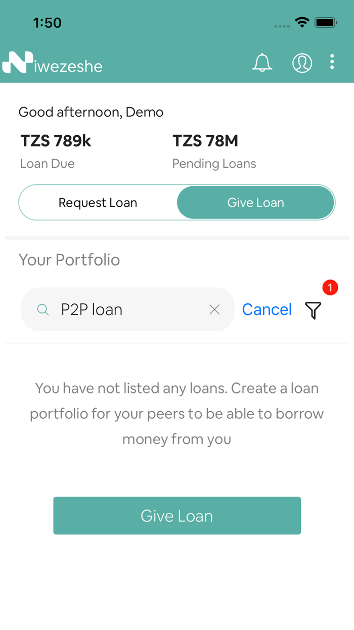 Niwezeshe - Borrow and lend P2P