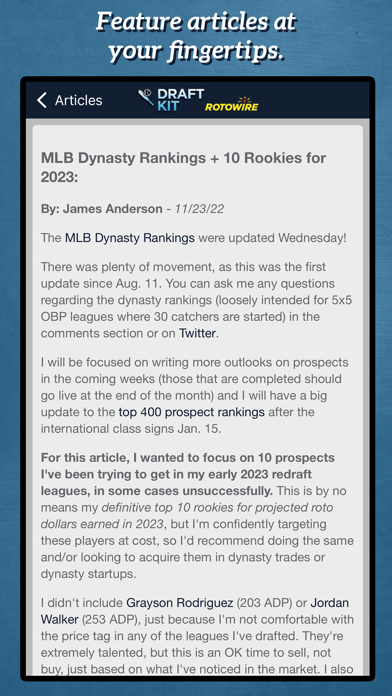 Fantasy Baseball Draft Kit '23 Screenshot