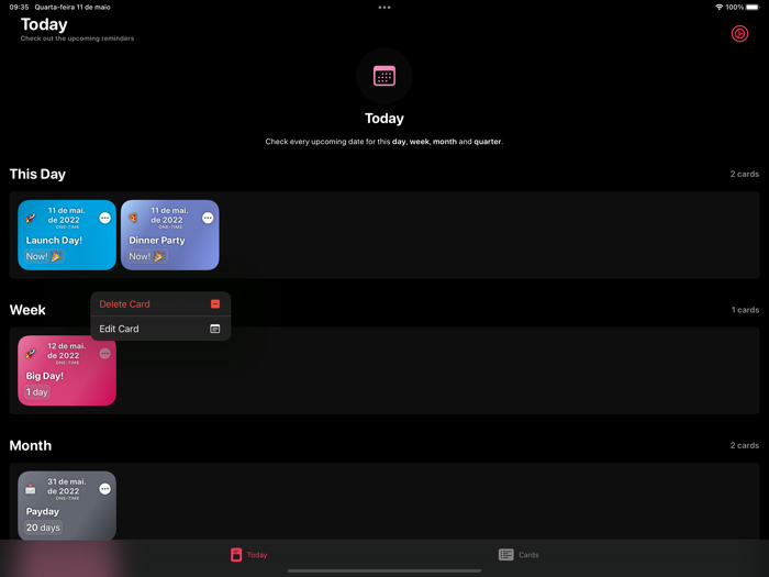 Reminder Cards Days-Birthdays