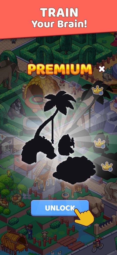 Picture Builder Pixel Puzzle - Los jugadores pueden desafiar su ingenio en escenas detalladas de un parque temático, desbloqueando contenido adicional y zonas con siluetas de objetos marcados como 'Premium'.