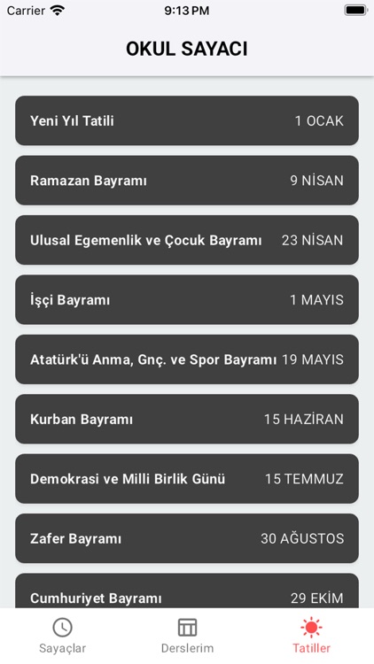 Okul Sayacı - Tatil Sayacı