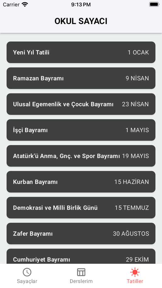 #2. Okul Sayacı - Tatil Sayacı (iOS) By: Berkay Zelyurt