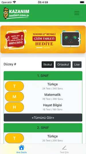 Test Çöz Kazanım Testleri screenshot 1