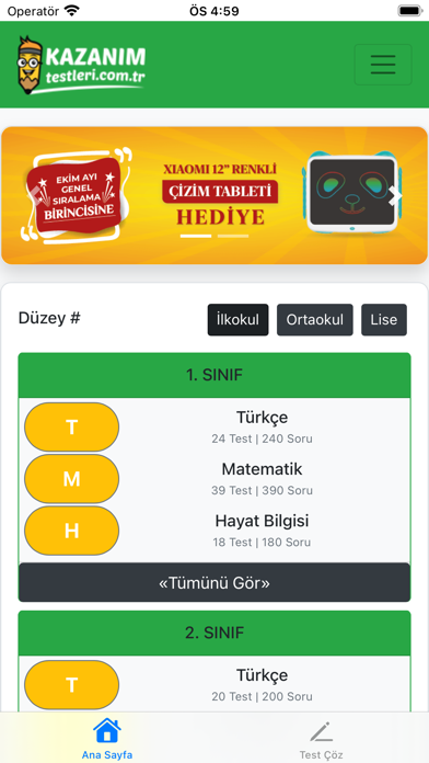 Test Çöz Kazanım Testleri Screenshot