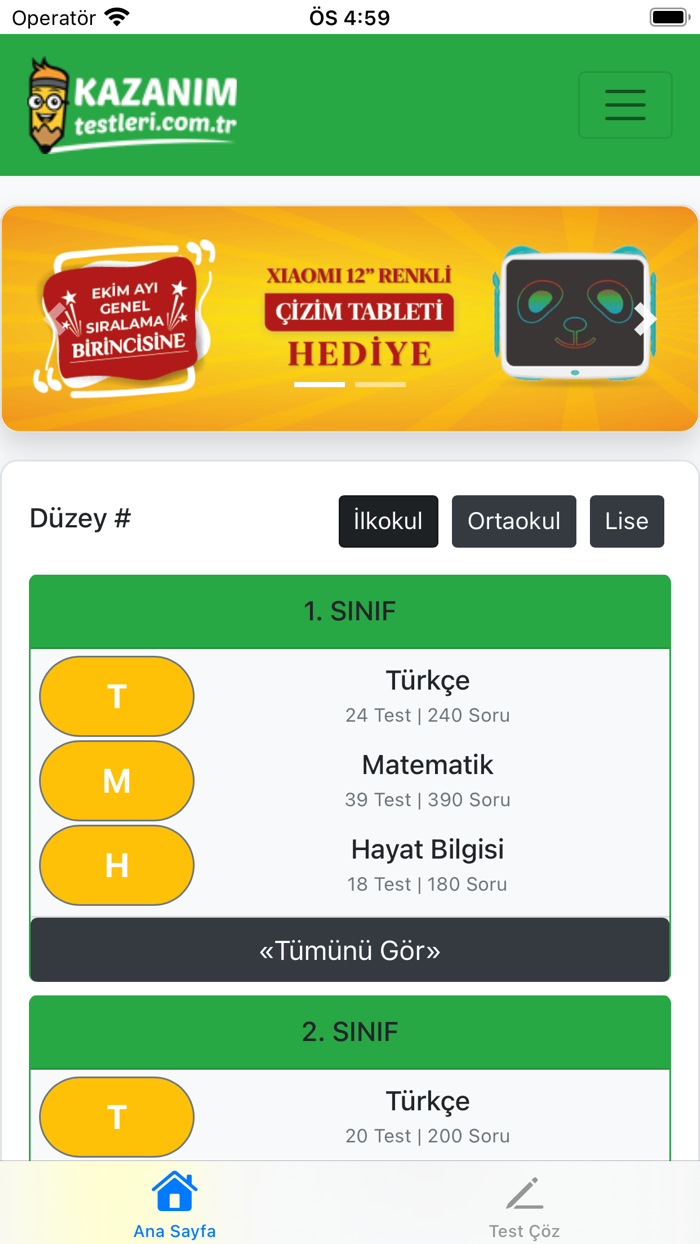 Kazanım Testleri Çöz
