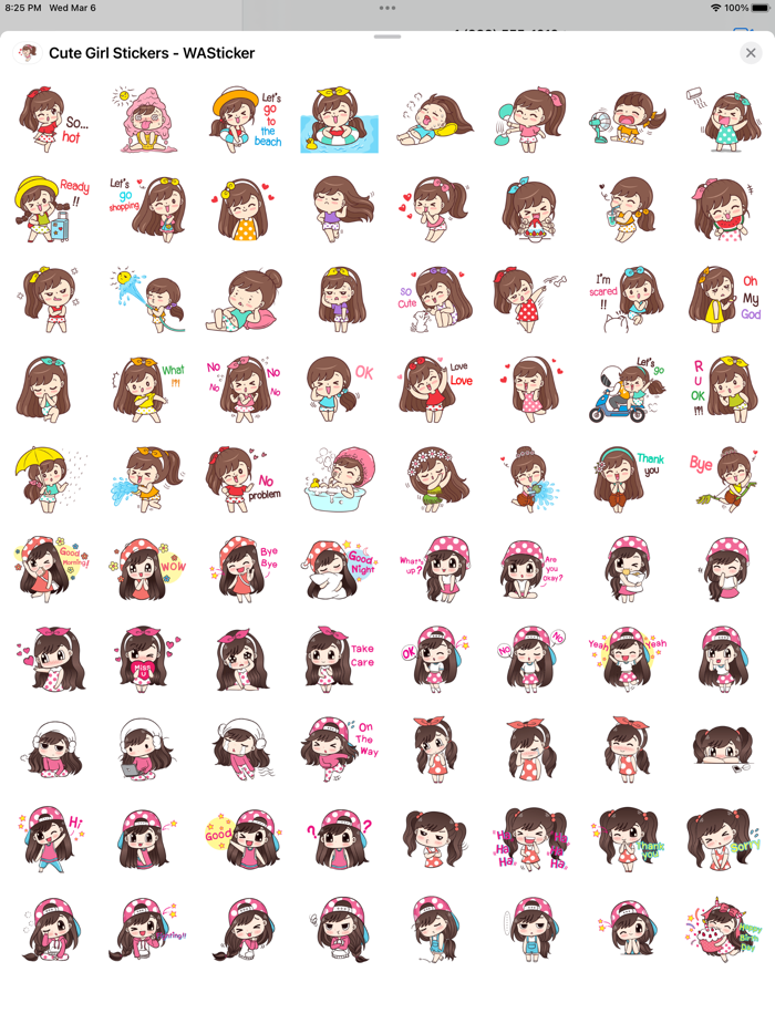 Cute Girl Stickers - WASticker