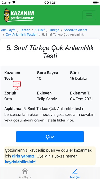 Test Çöz Kazanım Testleri screenshot-4