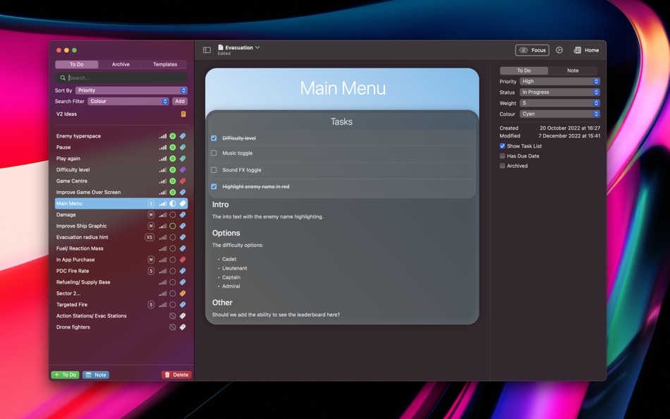 #1. Rolling To Do (macOS) 由: Ian Waters