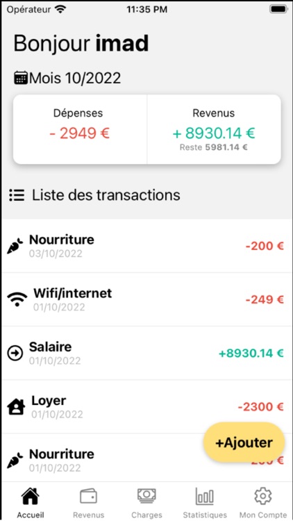 Mes dépenses - Gestion Budget
