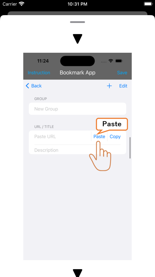 #4. BookmarkApp-PasteURL (iOS) By: Risako Asai