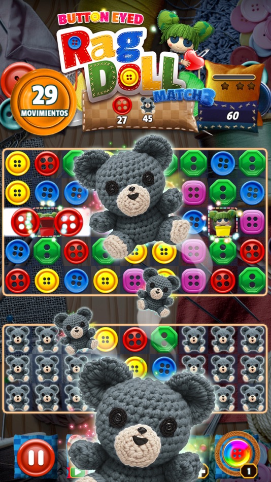 #2. Button Eyed Rag Doll Match 3 (iOS) 由: One Up Games Studio