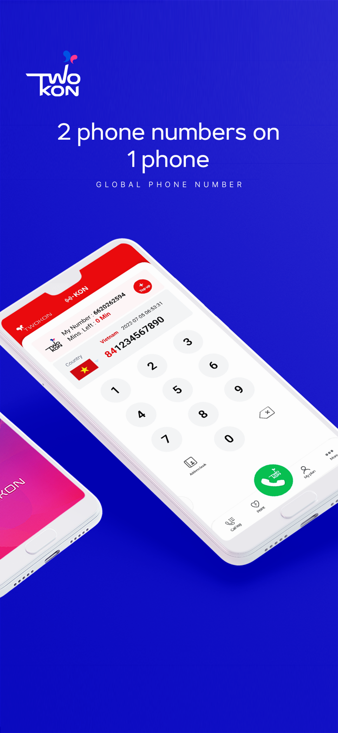 Twokon overseas phone number