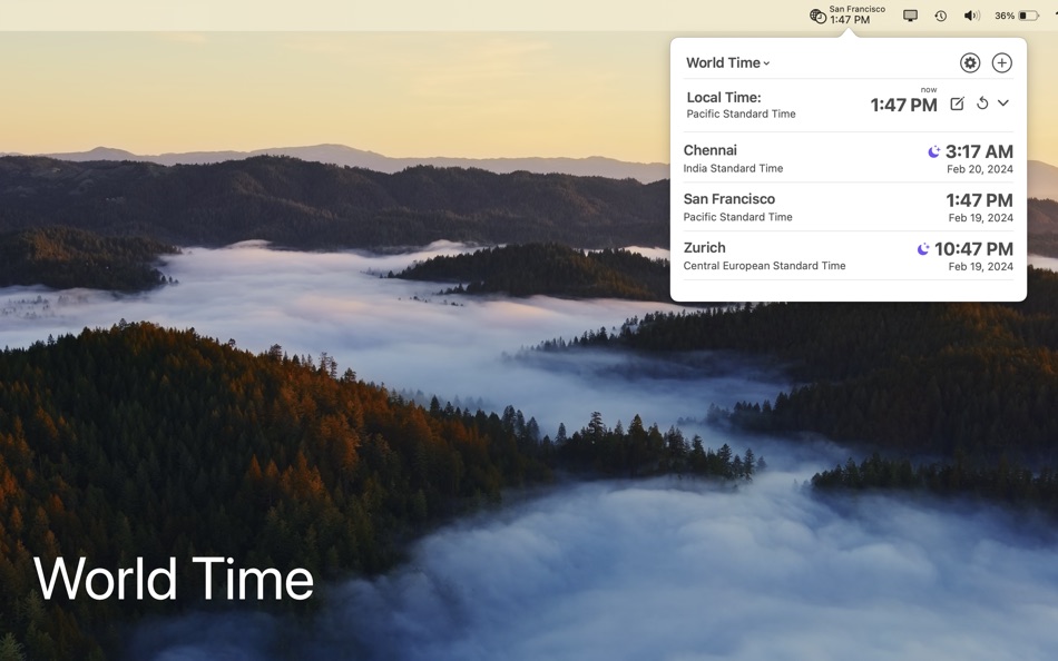 World Time for menu bar - 1.4.1 - (macOS)