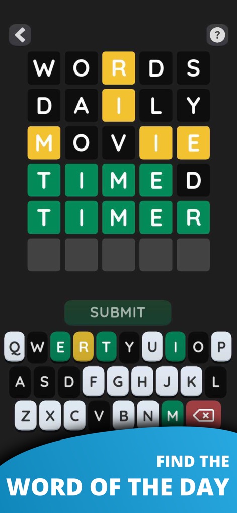 Wordling・Brain Word Game - La aplicación guía a los usuarios con un intuitivo sistema de colores, donde las letras correctas en su posición se muestran en verde y las correctas en posición equivocada aparecen en amarillo, facilitando el descubrimiento del desafío diario.