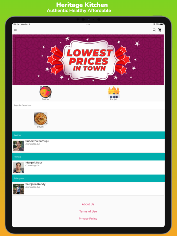 Heritage Kitchen iPad screenshot 1 - Food & Drink app