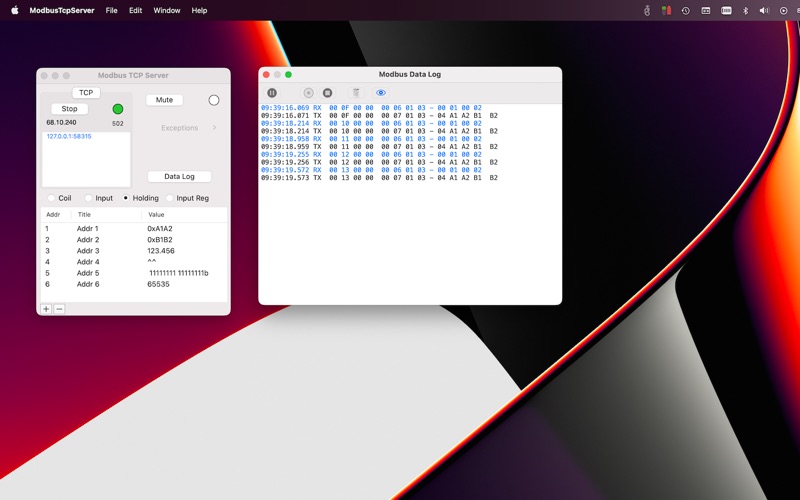 Modbus TCP Server app screenshot 2