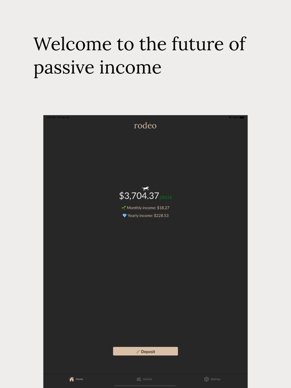 Rodeo: Earn Passive Income iPad screenshot 1 - Finance app