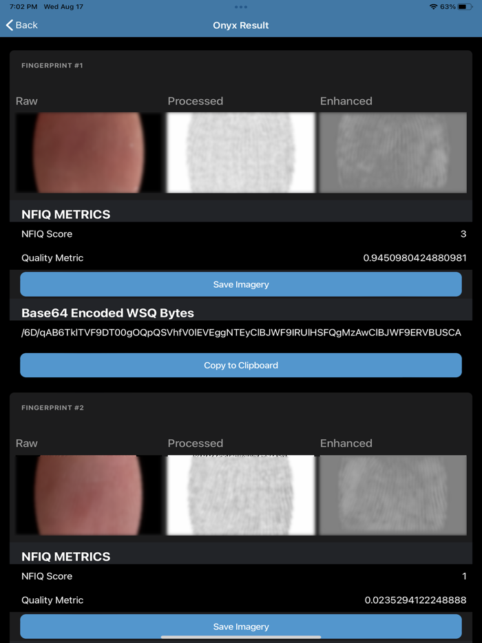 ONYX Touchless Fingerprinting